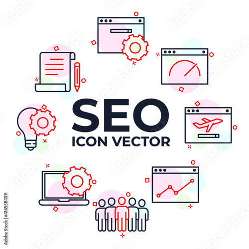 Set of SEO icon. Search Engine Optimization pack symbol template for graphic and web design collection logo vector illustration