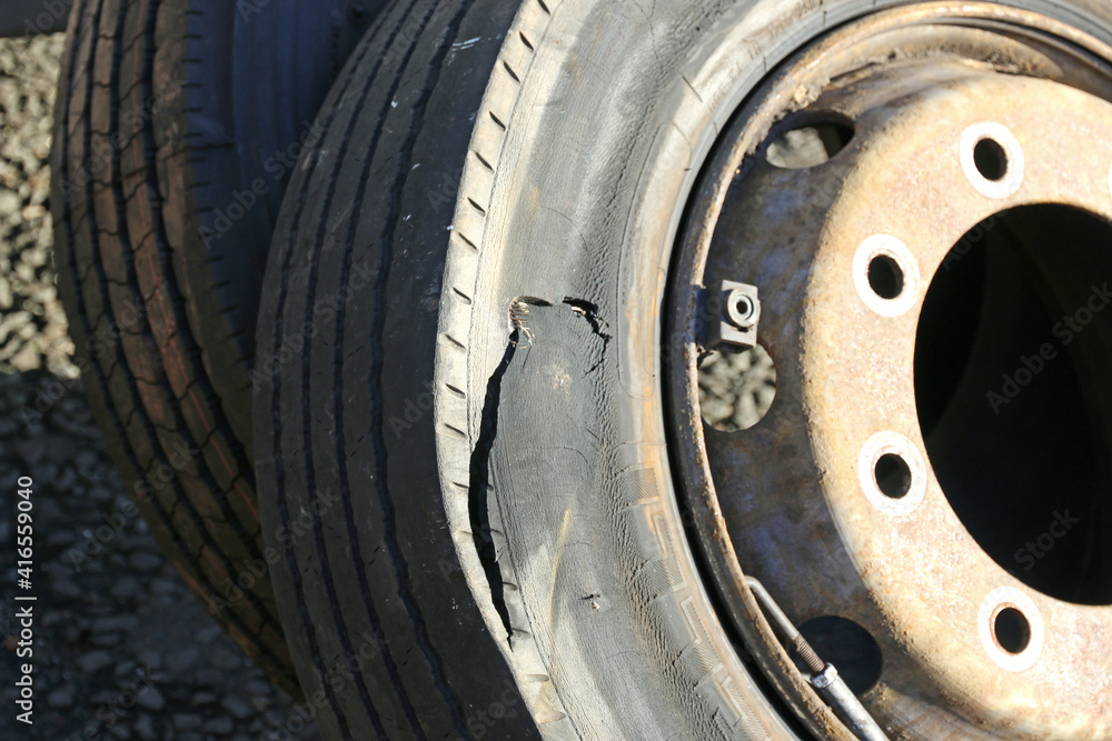 Flat tyre on a motorhome Flat tyre on a motorhome