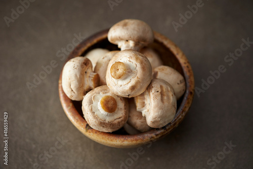 Fresh mushrooms in a bowl 