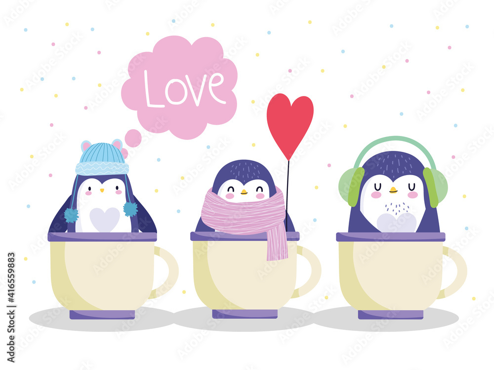 Obraz premium penguins in cups