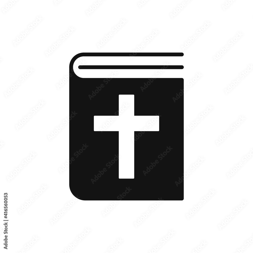 Bible black book icon in flat design style. Church faith vector flat design Bible black book icon in flat design style. Church faith vector flat design