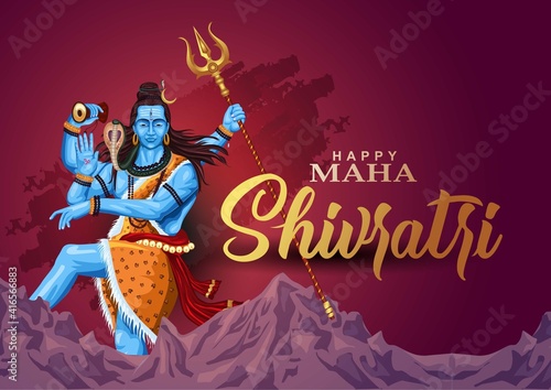 happy maha Shivratri, a Hindu festival celebrated of lord shiva night, english calligraphy. vector illustration design