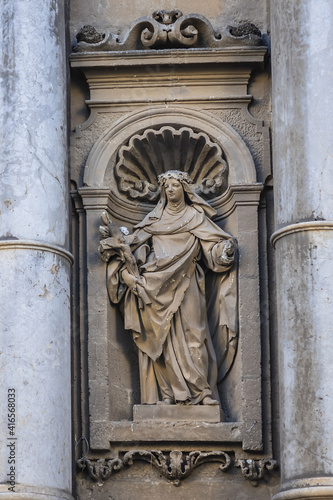 Baroque church of Saint Mary of Pity (Parrocchia Santa Maria della Pieta, 1684) in the quarter of the Kalsa, within the historic centre of Palermo. Palermo, Sicily, Italy.