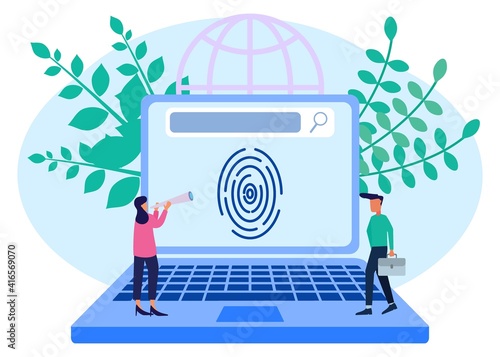 Illustration vector graphic cartoon character of Fingerprint data protection