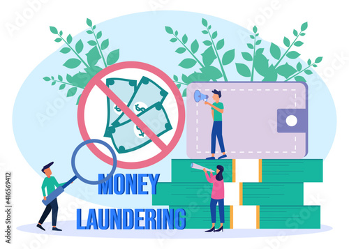 Illustration vector graphic cartoon character of anti stop money laundering