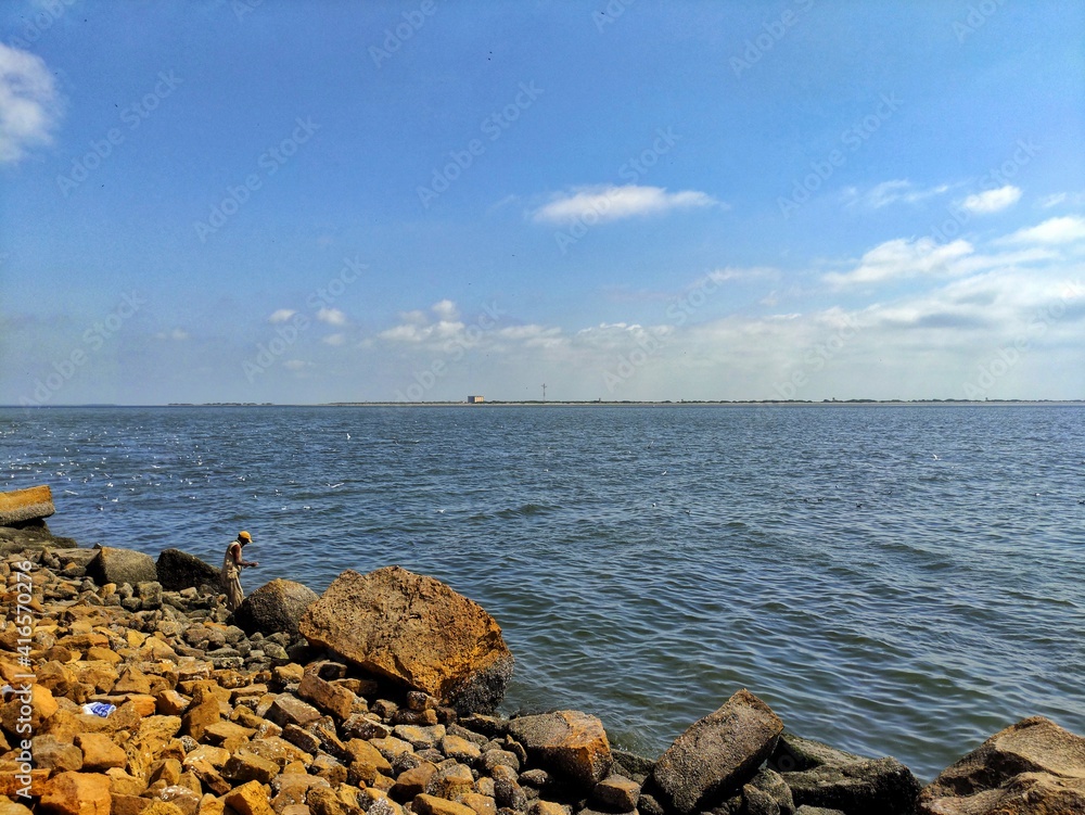 KARACHI, PAKISTAN - FEBRUARY 24, 2021: IMAGE TAKEN OF THE BEAUTIFUL SEA DURING DAY TIME IN KARACHI PAKISTAN. KARACHI, PAKISTAN - FEBRUARY 24, 2021: IMAGE TAKEN OF THE BEAUTIFUL SEA DURING DAY TIME IN KARACHI PAKISTAN.
