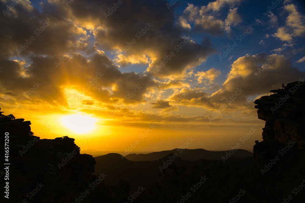 Garbi viewpoint in Sierra Calderona natural park during sunset