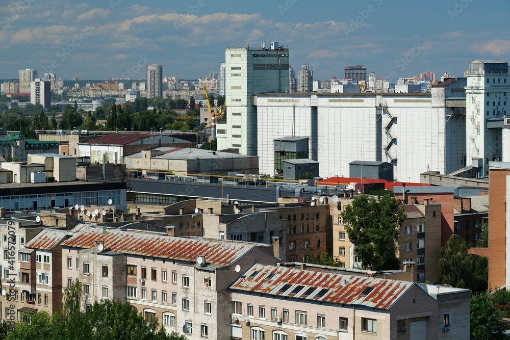 View of historic Podil neighborhood of Kyiv city, Ukraine