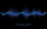 Abstract sound wave. Electromagnetic oscillation, music waveform, radio and voice waves. Modern electronic soundtrack technology vector background. Illustration sound radio equalizer