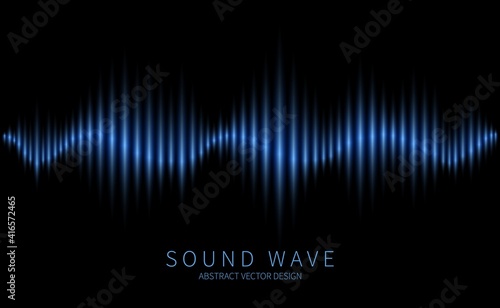Abstract sound wave. Electromagnetic oscillation, music waveform, radio and voice waves. Modern electronic soundtrack technology vector background. Illustration sound radio equalizer