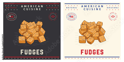 Fudges with salt sugar candy retro vintage