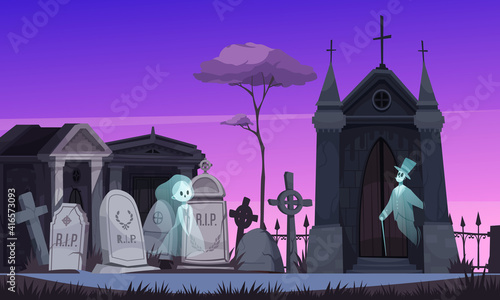 Cemetery Ghost Illustration
