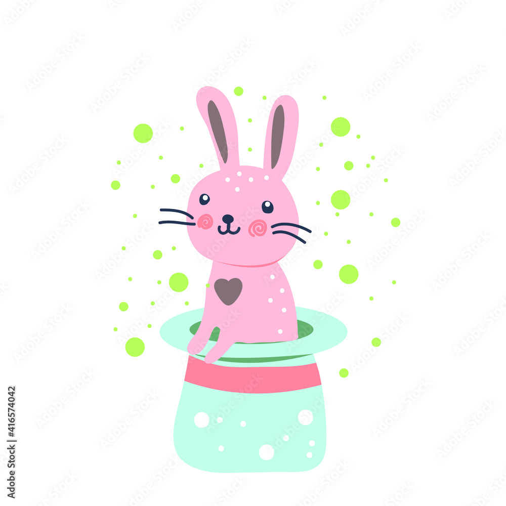 Cute rabbit from the hat in the circus Cute rabbit from the hat in the circus