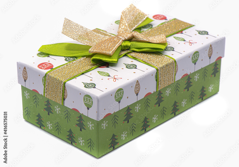 Christmas gift packaging on a white background