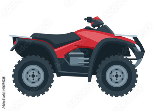 Quad bike in side view. motorcycle in flat style