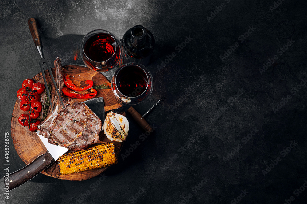 dinner for two with steaks and red wine dinner for two with steaks and red wine
