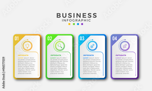 Business Infographic template. Thin line design with numbers 4 options or steps.