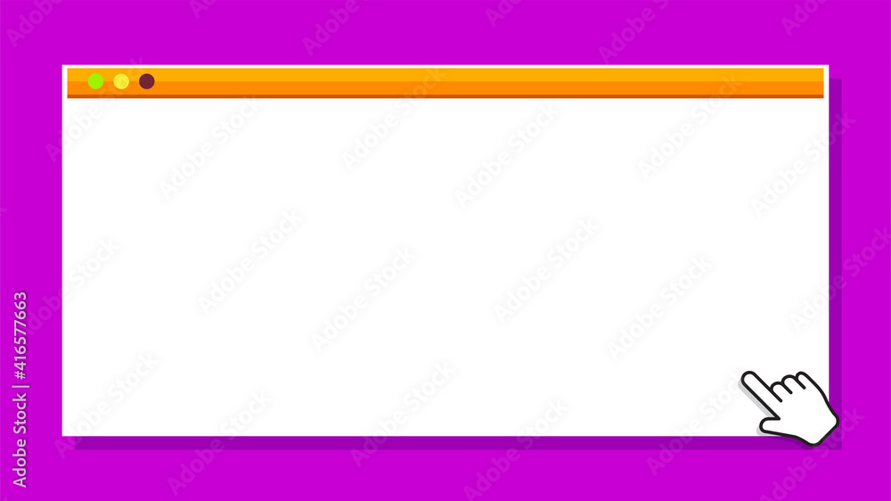 window form blank on purple for banner background, template window frame on purple, copy space, mock-up display social for user website interface