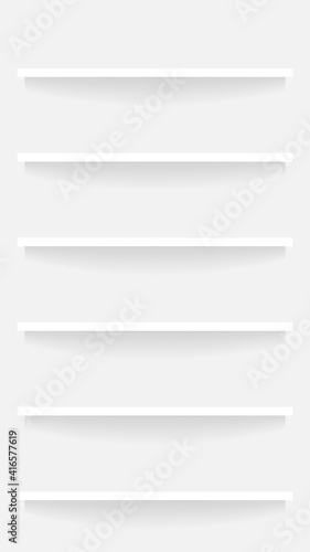 plank shelf for planogram product mock-up display, countertop on wall room white color, modern shelf for display show on space wall room