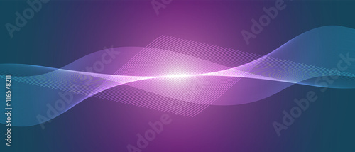 Abstract blue and purple light technology wave design, digital network background, vector communication concept