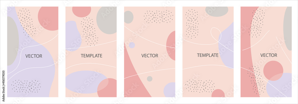 Vector set of non-ordinary backgrounds in minimalistic trendy style for story and social media design template Vector set of non-ordinary backgrounds in minimalistic trendy style for story and social media design template