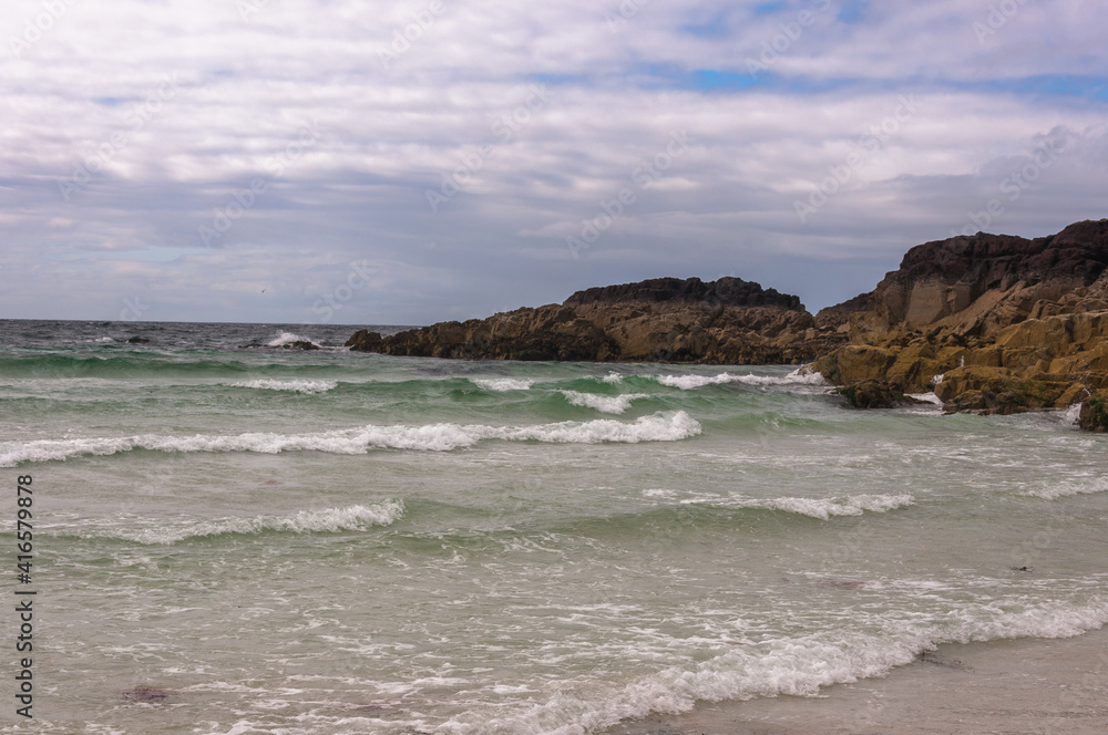 Clachtoll Beach Assynt north coast 500 scotland nc500 sandy beach rocks and waves