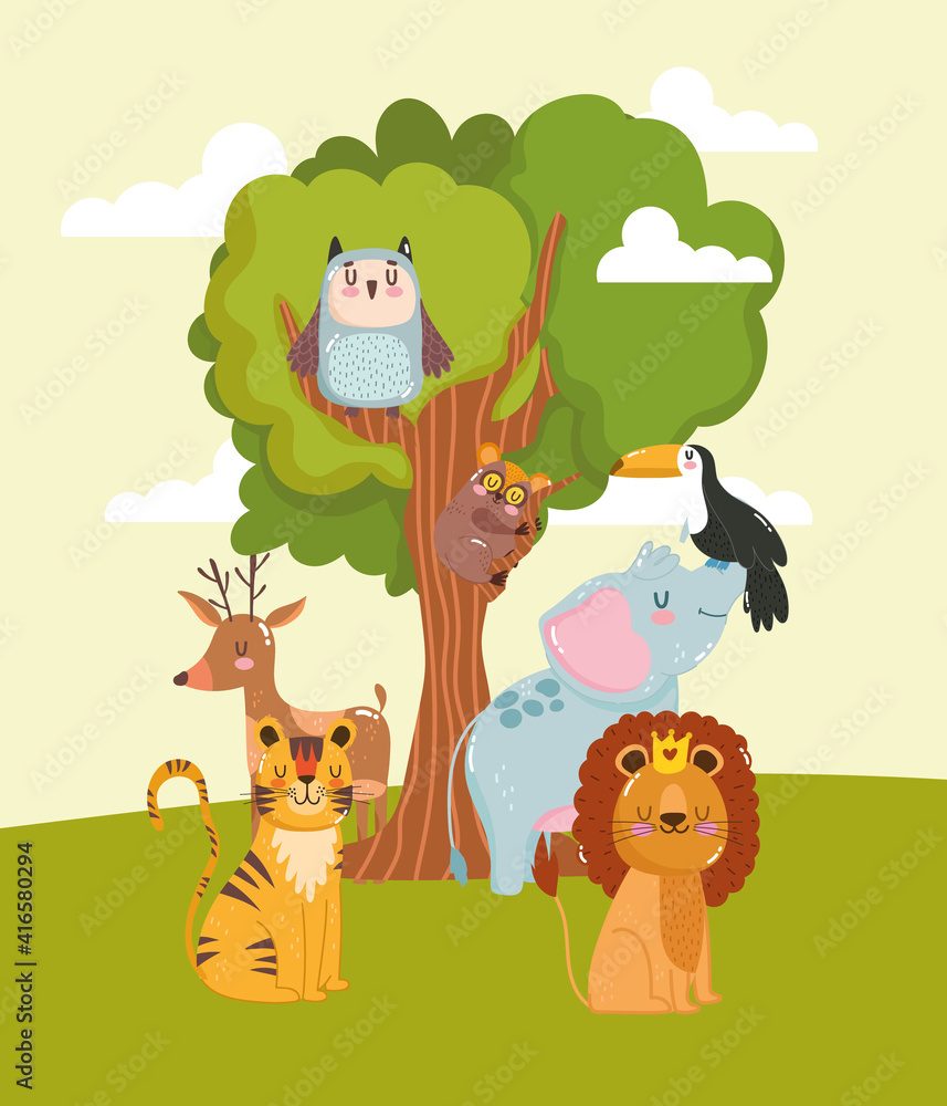 Fototapeta premium Animals tree cartoon