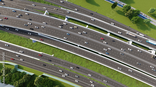 Top view of a part of urban transport infrastructure
