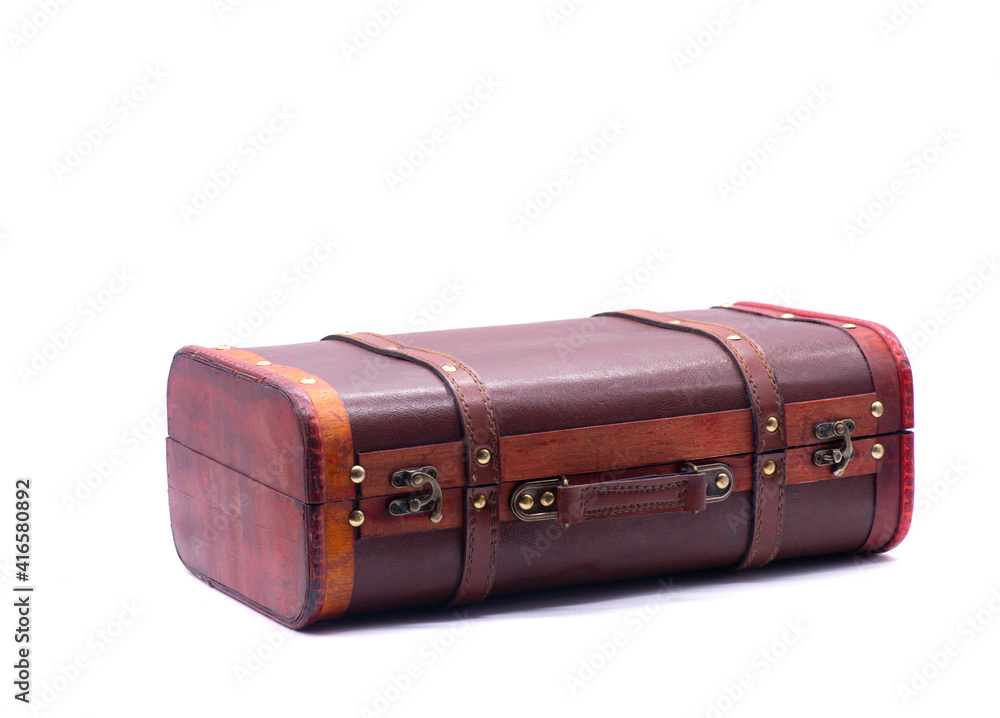 Retro suitcase on white background
