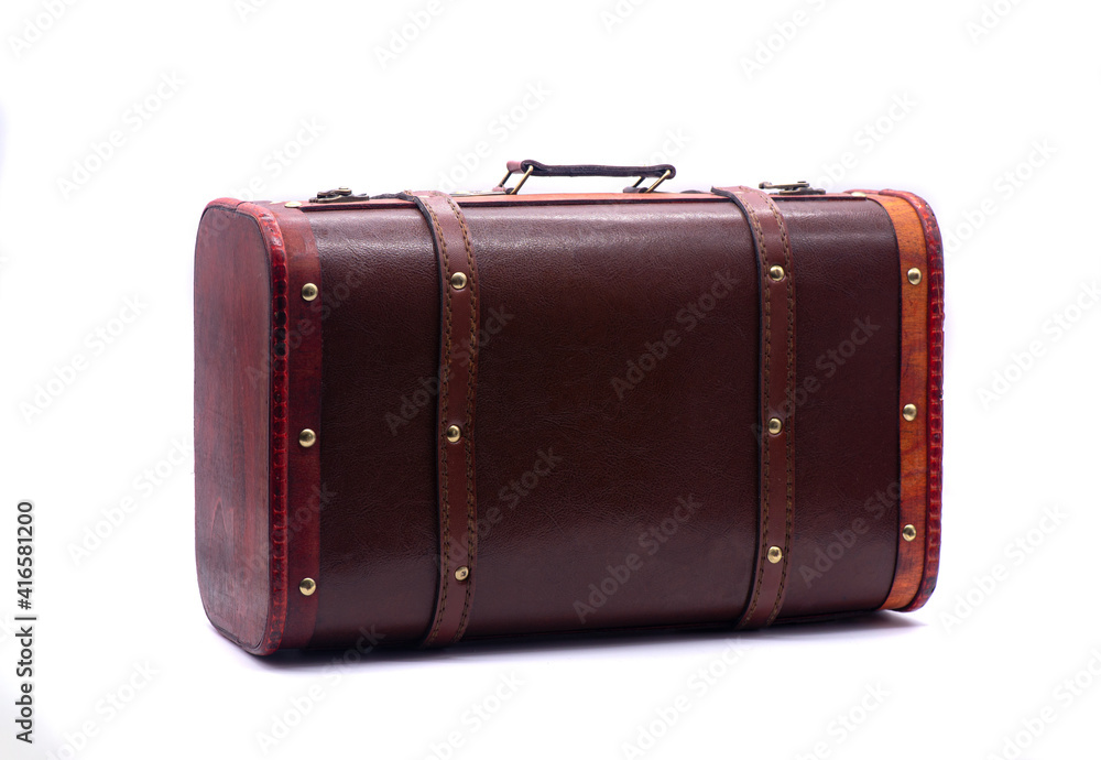 Retro suitcase on white background