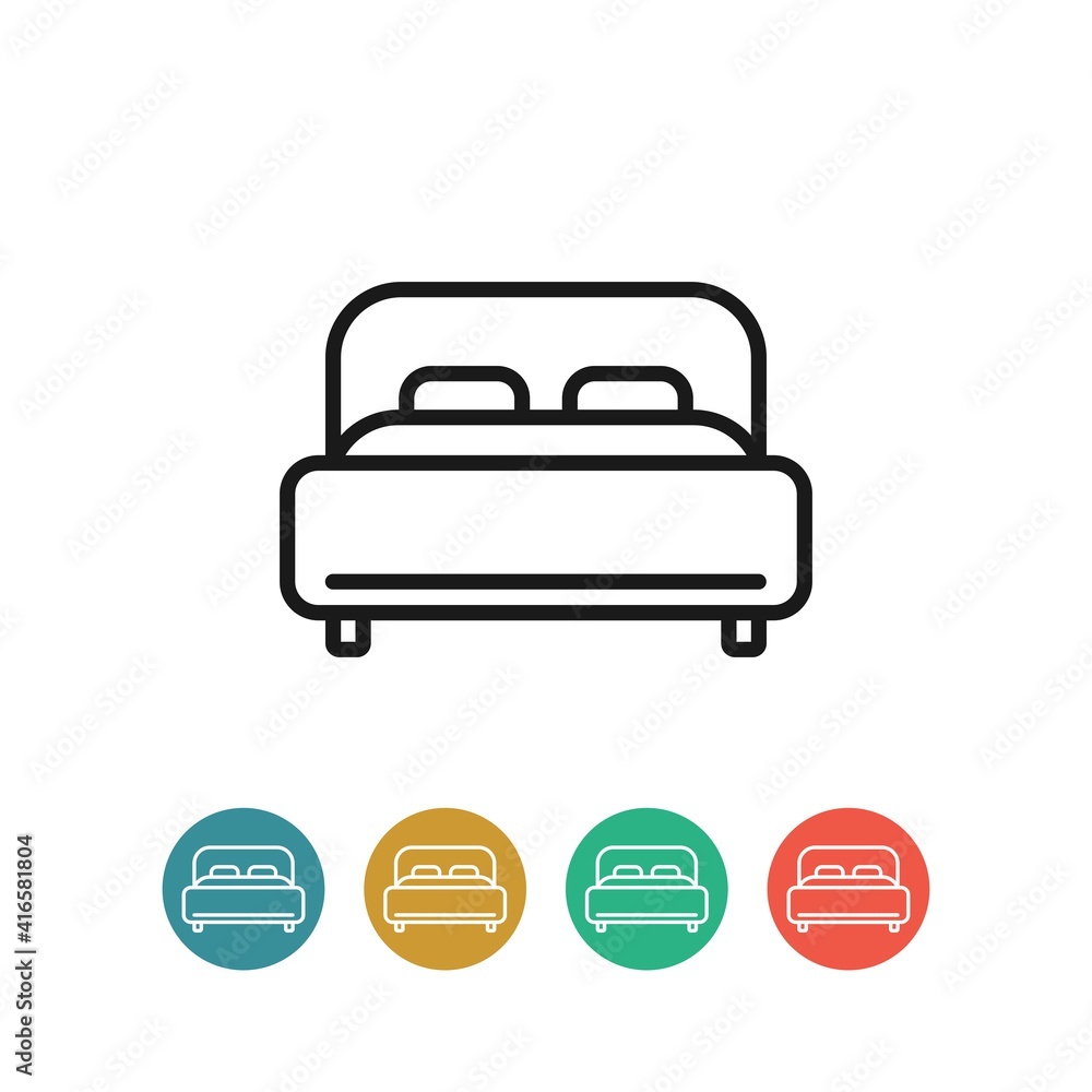 Bed flat vector icon. Hotel flat vector icon. Lodging flat vector icon Bed flat vector icon. Hotel flat vector icon. Lodging flat vector icon