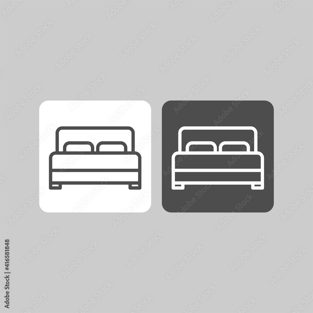 Bed flat vector icon. Hotel flat vector icon. Lodging flat vector icon