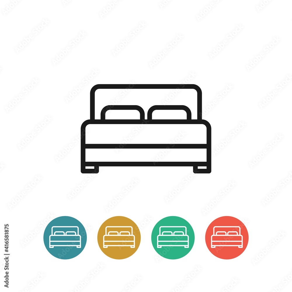 Bed flat vector icon. Hotel flat vector icon. Lodging flat vector icon Bed flat vector icon. Hotel flat vector icon. Lodging flat vector icon