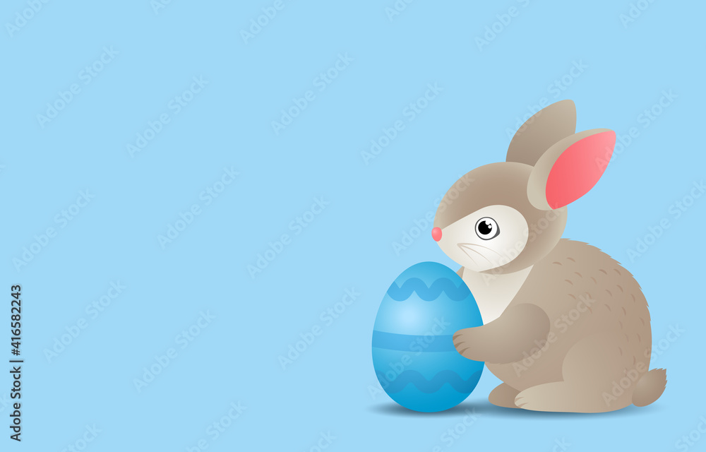 Obraz premium easter bunny holding a festive egg. vector illustration