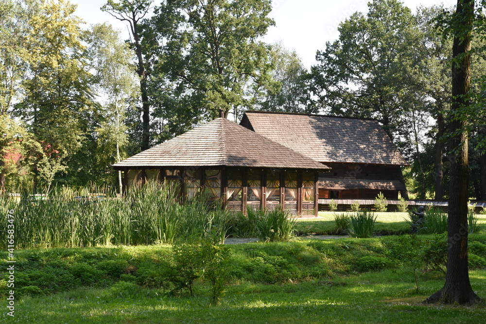 Fototapeta premium Pszczyna Skansen, budownictwo ludowe, zabytkowy,