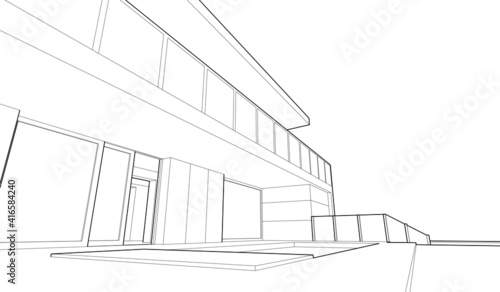 Architectural sketch of modern house