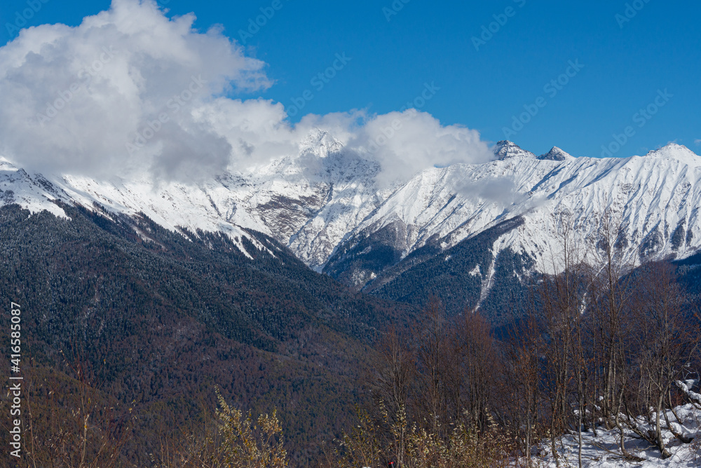 Panoramic view of the Caucasus Mountains, Russia Panoramic view of the Caucasus Mountains, Russia