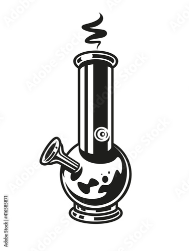 Vector illustration of glass bong on white background. 