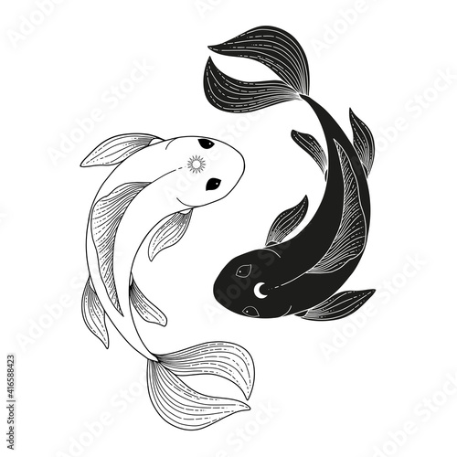 Mystical fishes emblem Vector Illustration