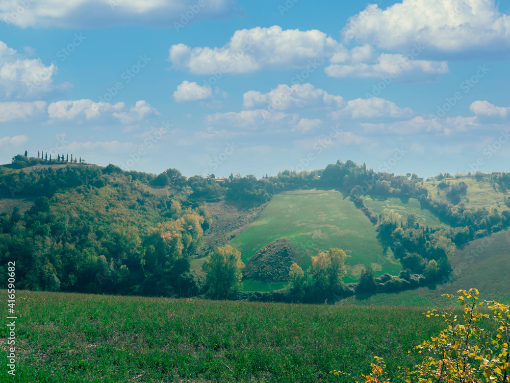 Hillside landscape. Bologna Apennines. Colli Bolognesi Hillside landscape. Bologna Apennines. Colli Bolognesi