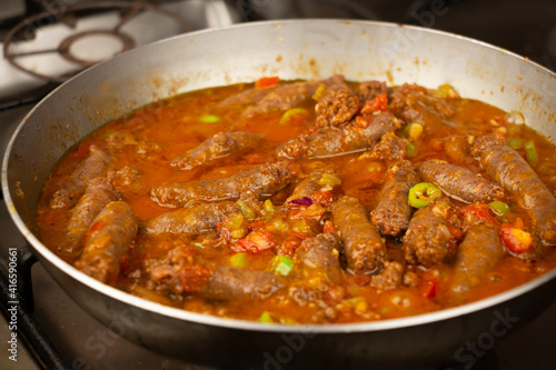 Oriental sausage, sausage made with different vegetables and especially green chilli pepper. This recipe is typical from the city of Alexanderia, Egypt. 