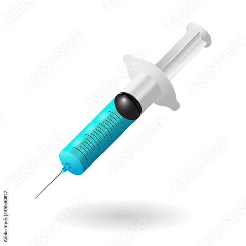 realistic medical syringe for injection vaccination. Vector illustration