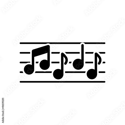 Stave and music notes vector glyph icon