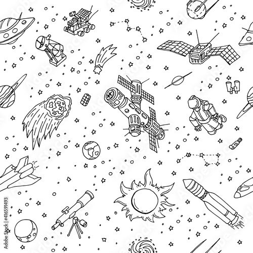 pattern hand drawn space doodle