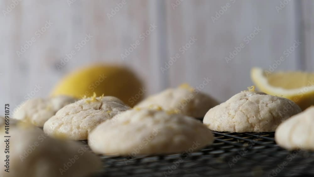 Lemon cookies set on white cafe table background. Lemon cookies set on white cafe table background.