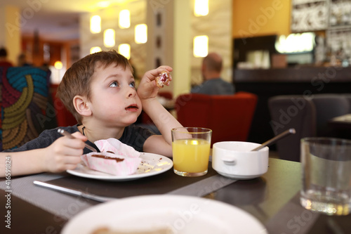 Child has dessert for breakfast