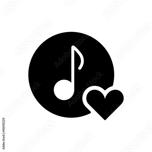 Musical note icon, music icon with heart sign