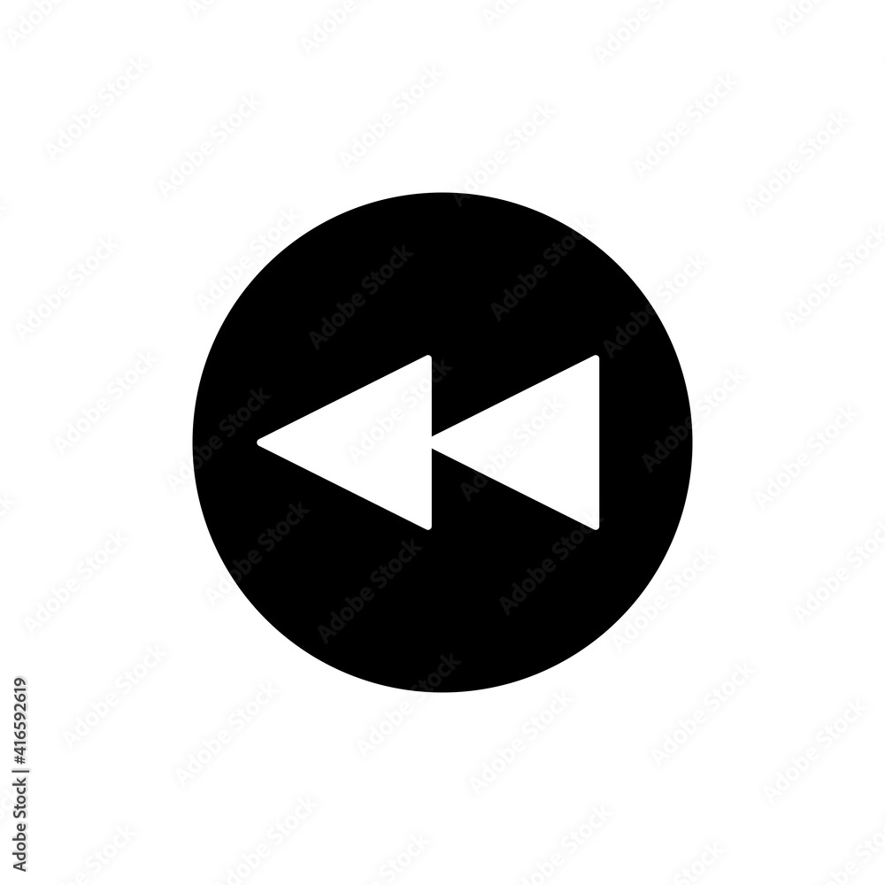 Play previous track button vector flat glyph icon Play previous track button vector flat glyph icon