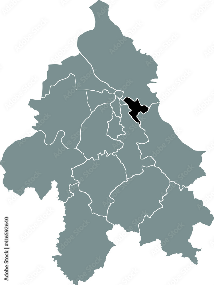 Obraz premium Black location map of the Belgradian Zvezdara municipality insdide the Serbian capital city of Belgrade, Serbia
