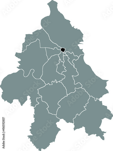 Black location map of the Belgradian Stari Grad municipality insdide the Serbian capital city of Belgrade, Serbia